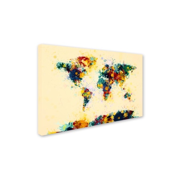 Michael Tompsett 'World Map Paint Splashes' Canvas Art,22x32
